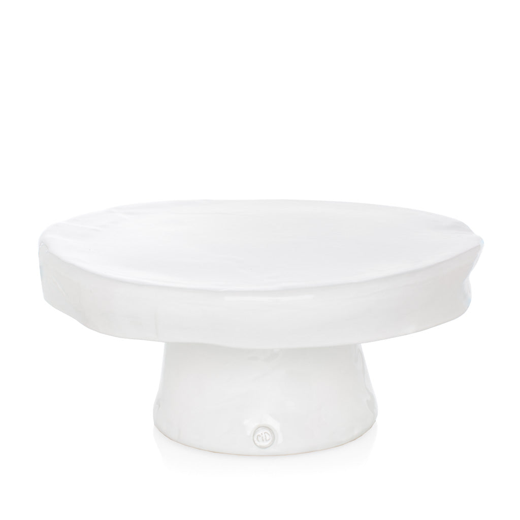Montes Doggett large ceramic cake stand 5219-L, creamy white glaze, handmade in Peru.