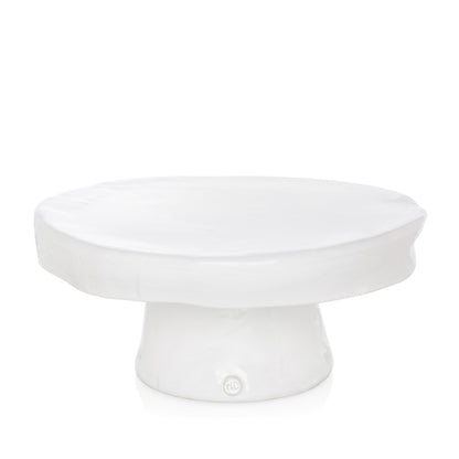 Montes Doggett large ceramic cake stand 5219-L, creamy white glaze, handmade in Peru.