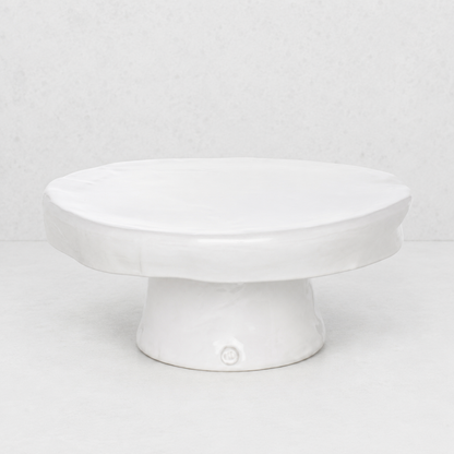 Montes Doggett large white ceramic cake stand, handmade in Peru.