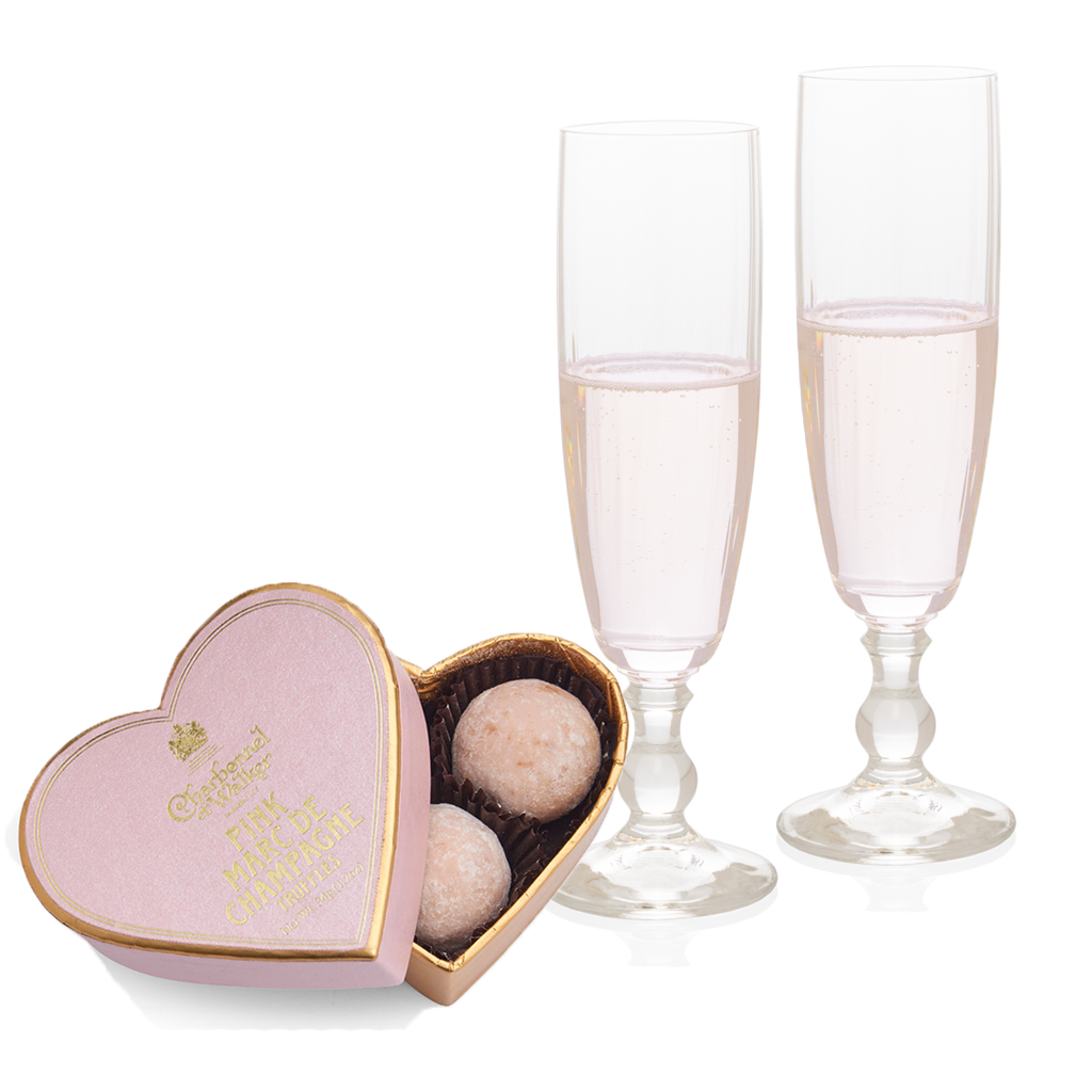 Charbonnel et Walker Pink Marc De Champagne Chocolate Truffles Heart 2