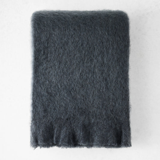 Charcoal Gray Solid Mohair Throw