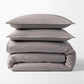 Charcoal Grey Italian Percale Duvet Set, folded, with two stacked shams.