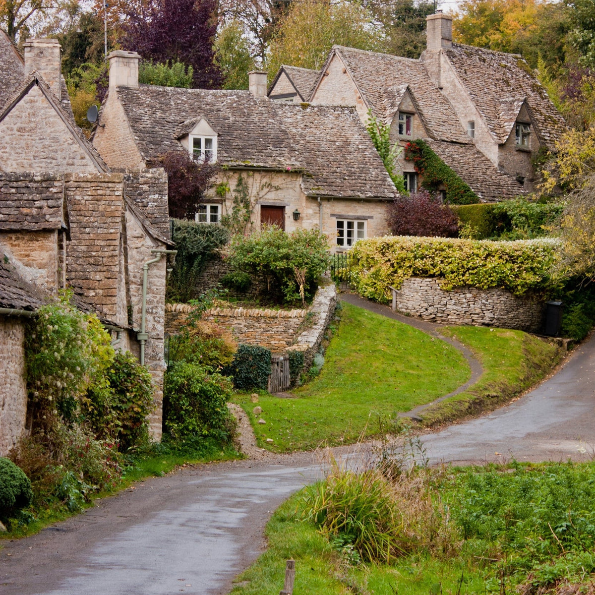 Hudson Grace Cheeky Cotswolds candle and match gift set featuring a scenic English countryside village landscape