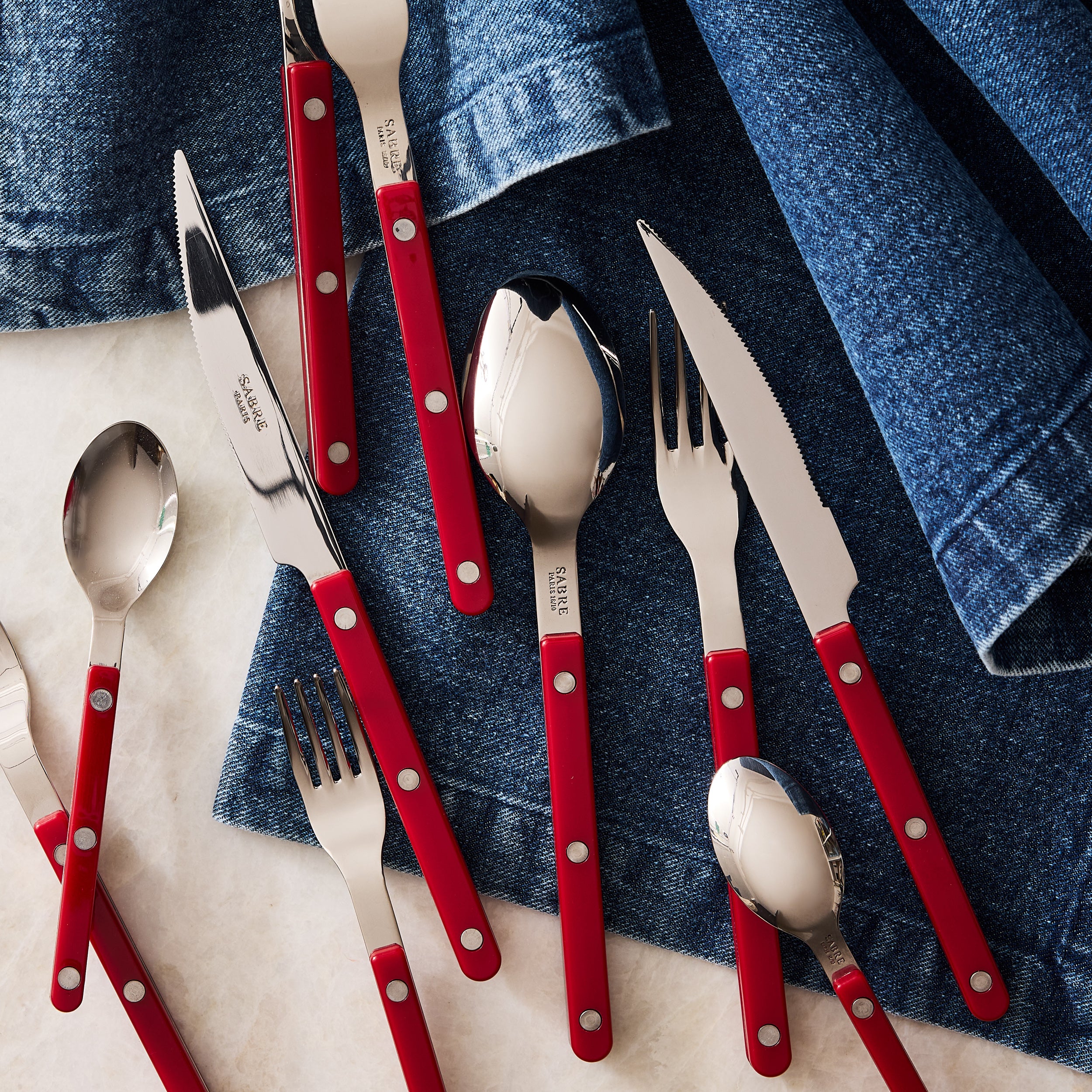 Cherry Red Bistro 5-Piece Flatware Set - Hudson Grace
