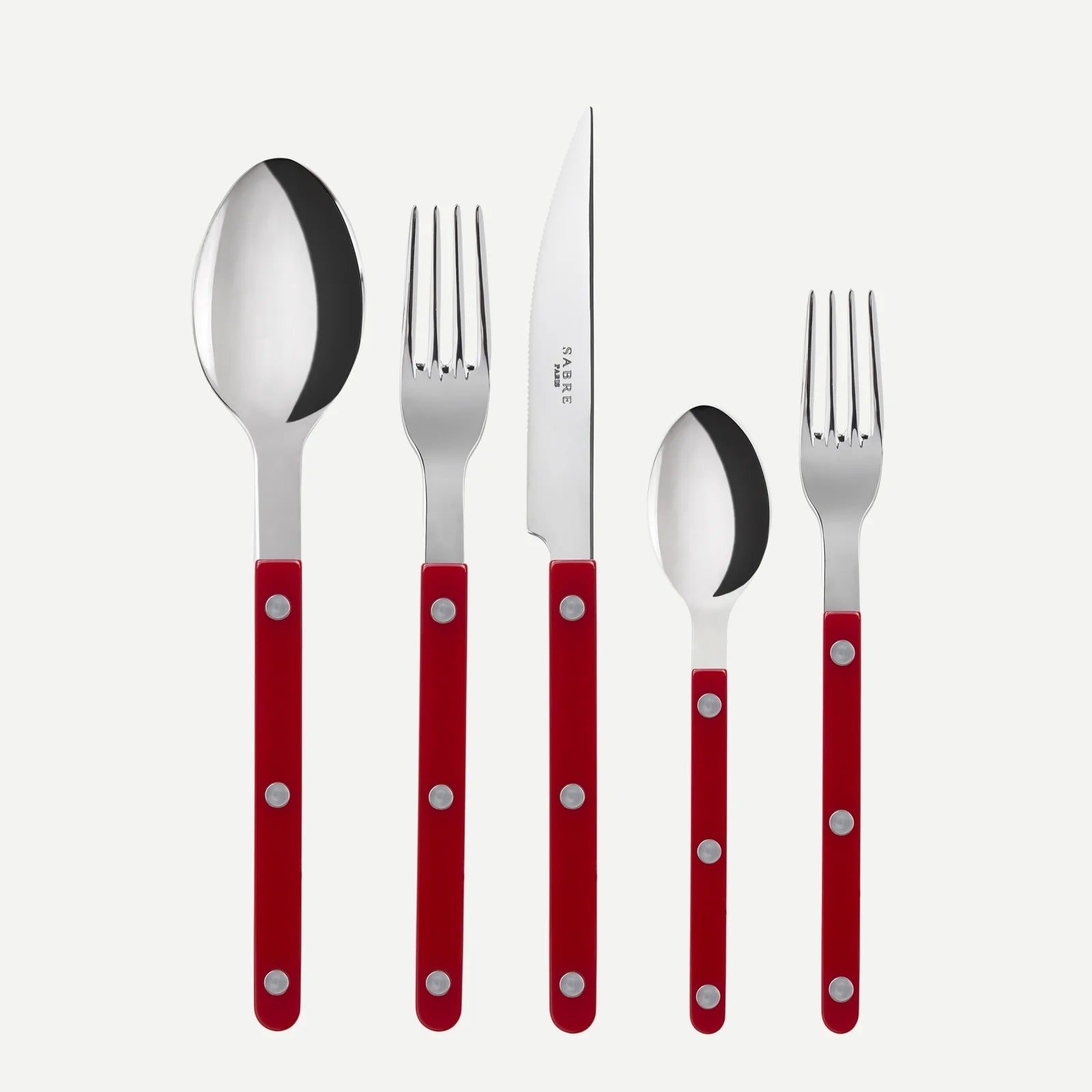 Cherry Red Bistro 5-Piece Flatware Set - Hudson Grace