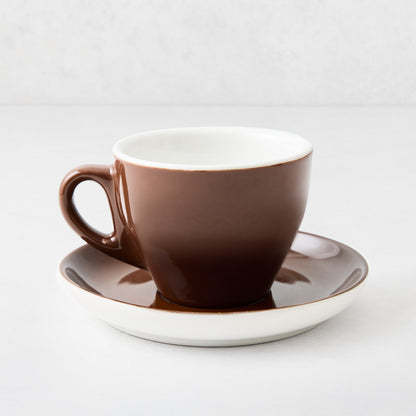 Chocolate Brown Cafe Latte Cup and Saucer