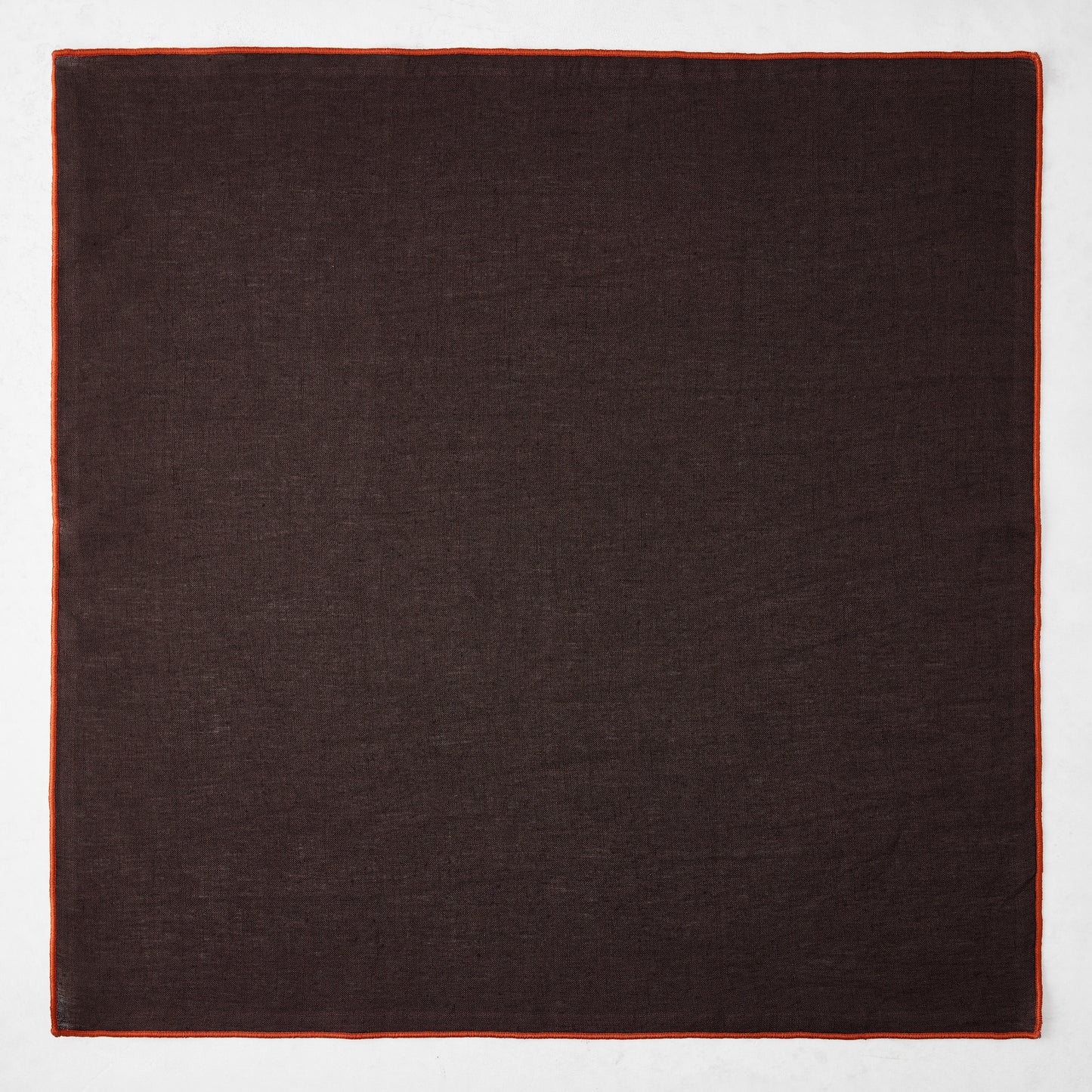 Chocolate Brown Embroidered Tipped Stitch Linen Napkin