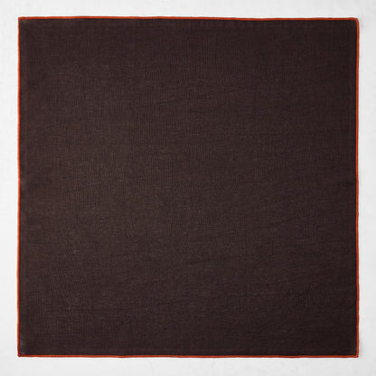 Chocolate Brown Embroidered Tipped Stitch Linen Napkin