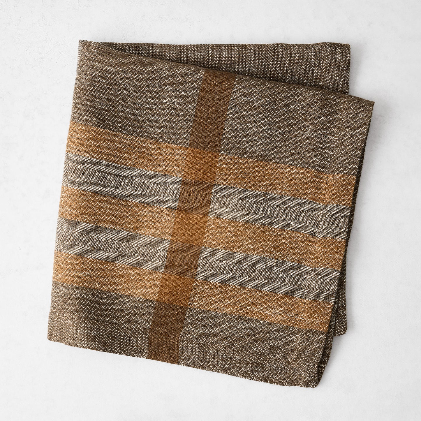 Chocolate Brown Marken Plaid Linen Napkin