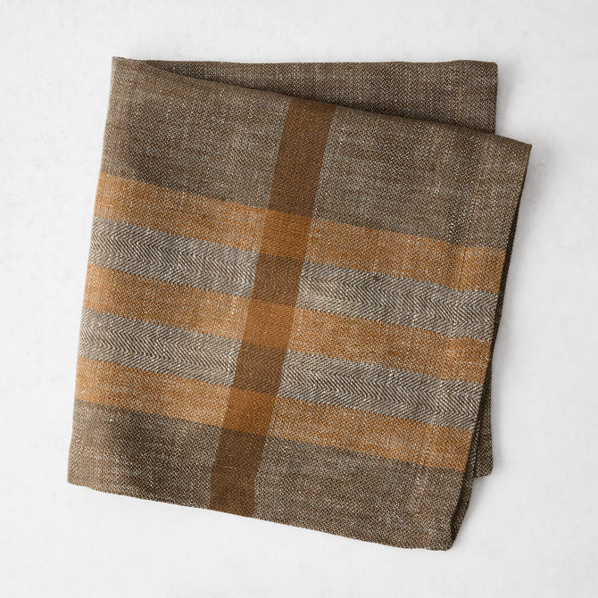 Chocolate Brown Marken Plaid Linen Napkin