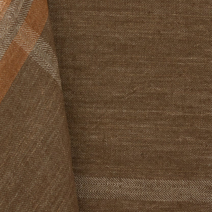 Chocolate Brown Marken Plaid Linen Tablecloth