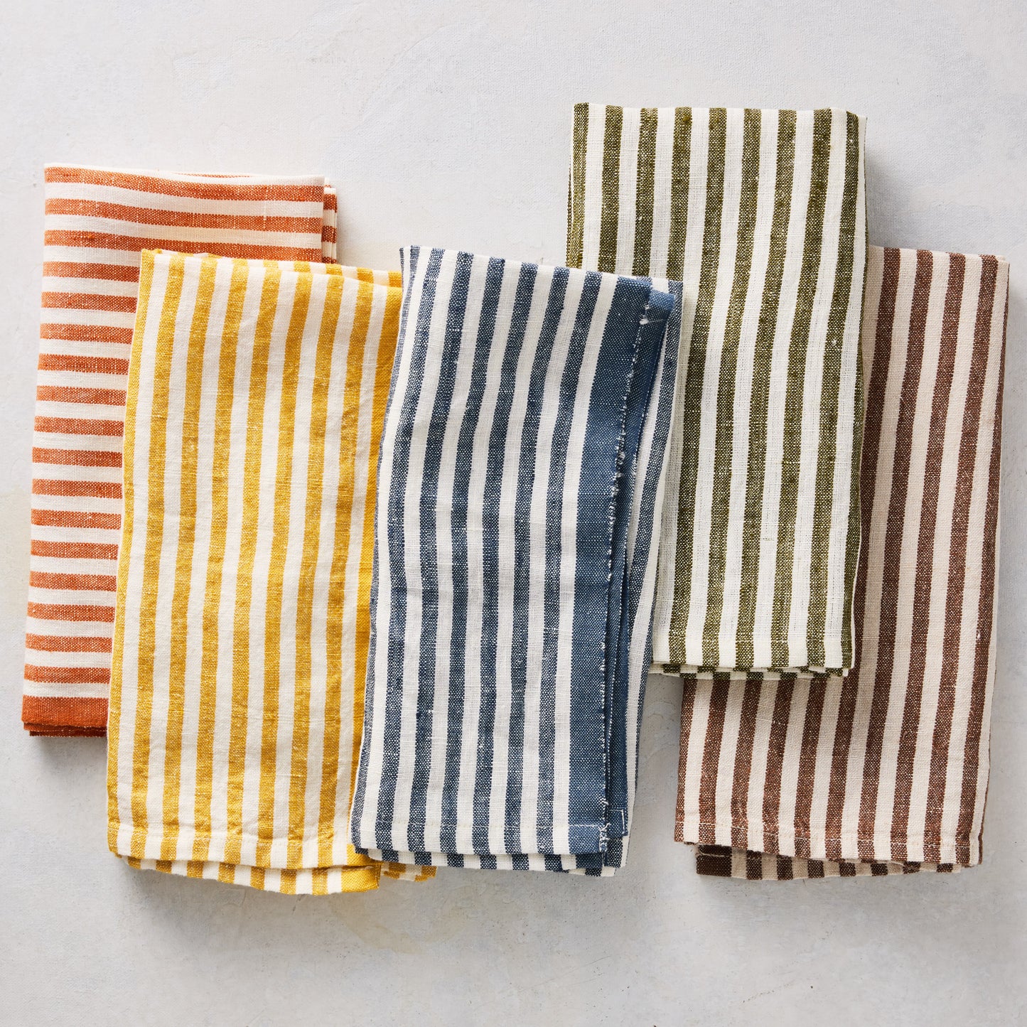 Chocolate Brown Ticking Stripe Linen Napkin