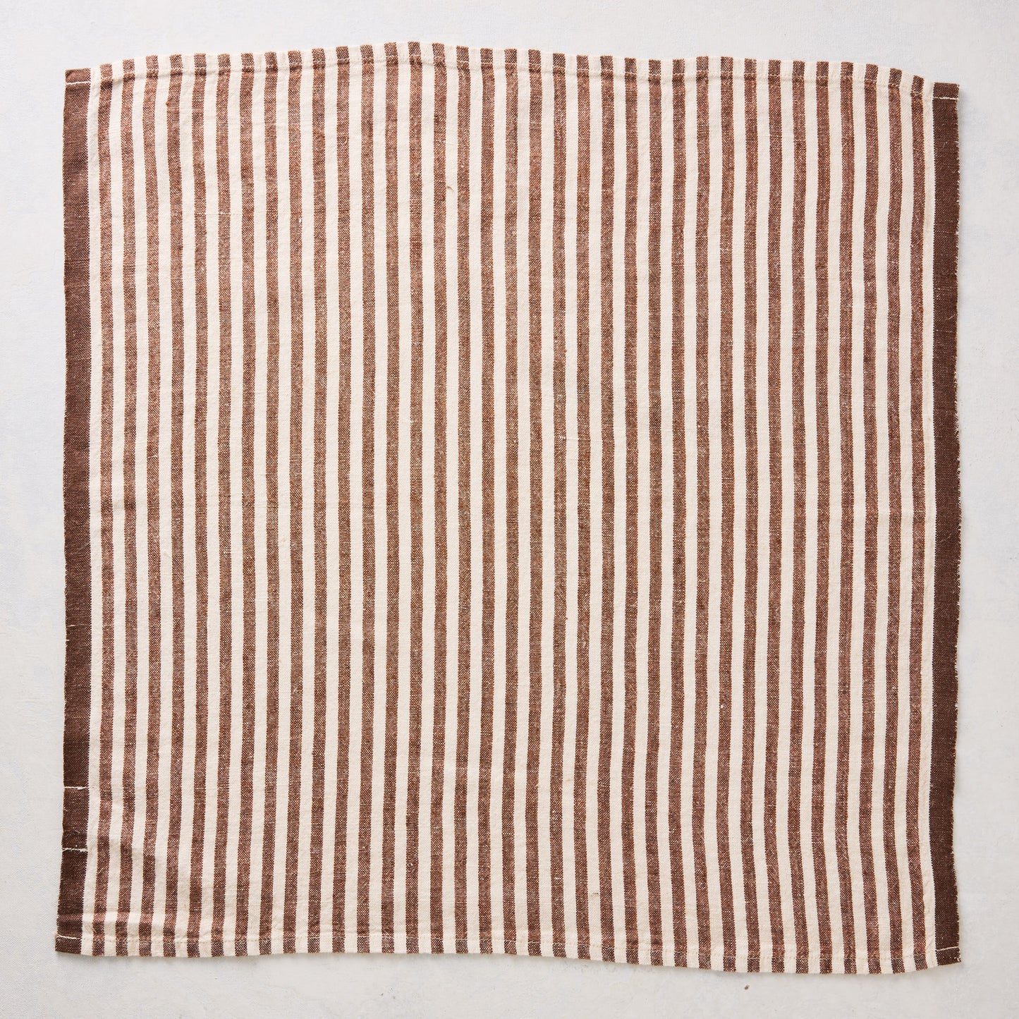 Chocolate Brown Ticking Stripe Linen Napkin