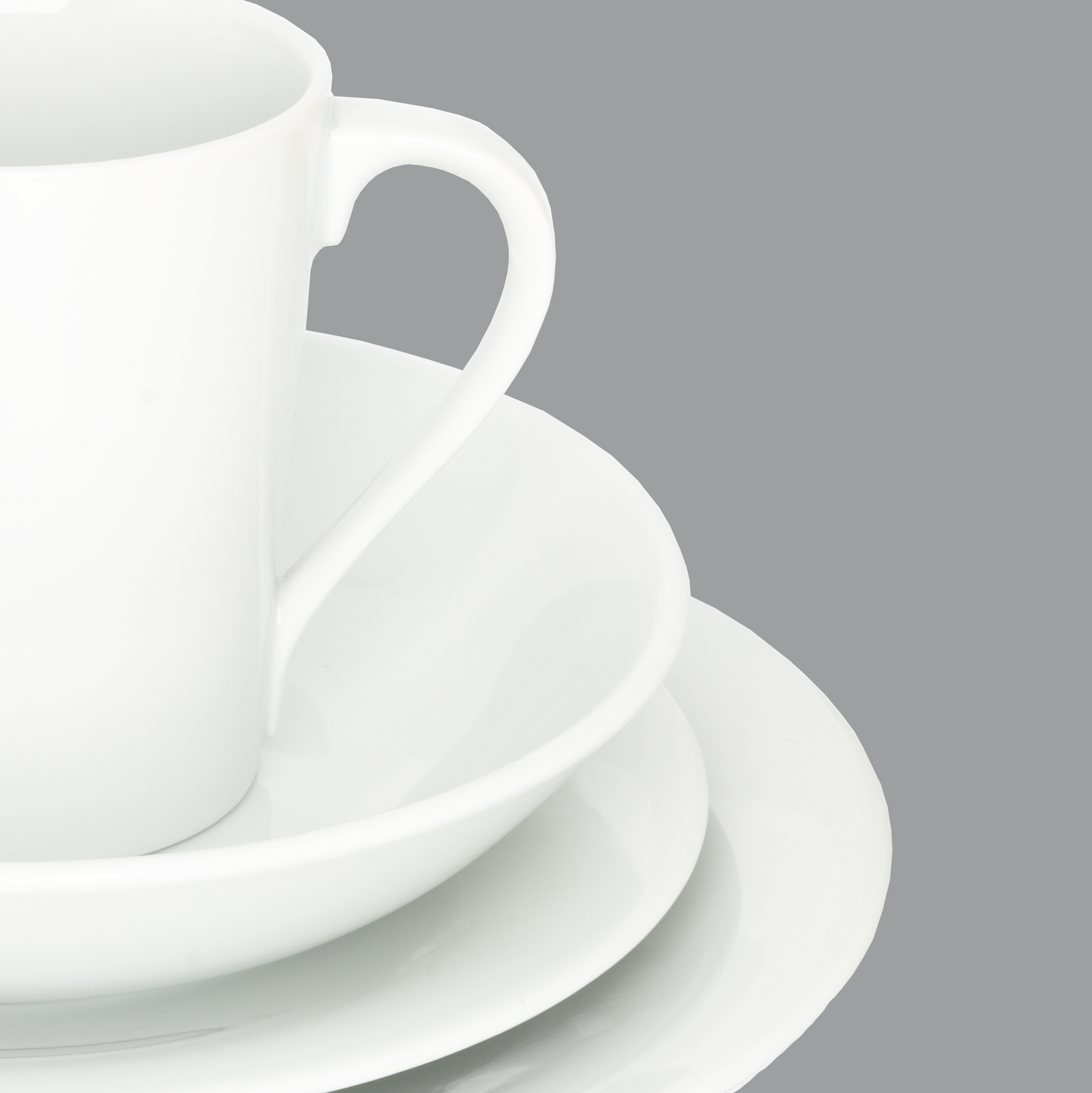 HG City White Porcelain Dinner Plate, bowl, and mug set with clean, modern lines.