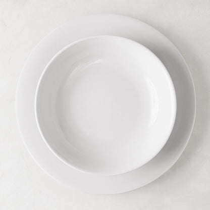 HG City White Porcelain Dinner Plate, 11" diameter, with a matching bowl nested on top.