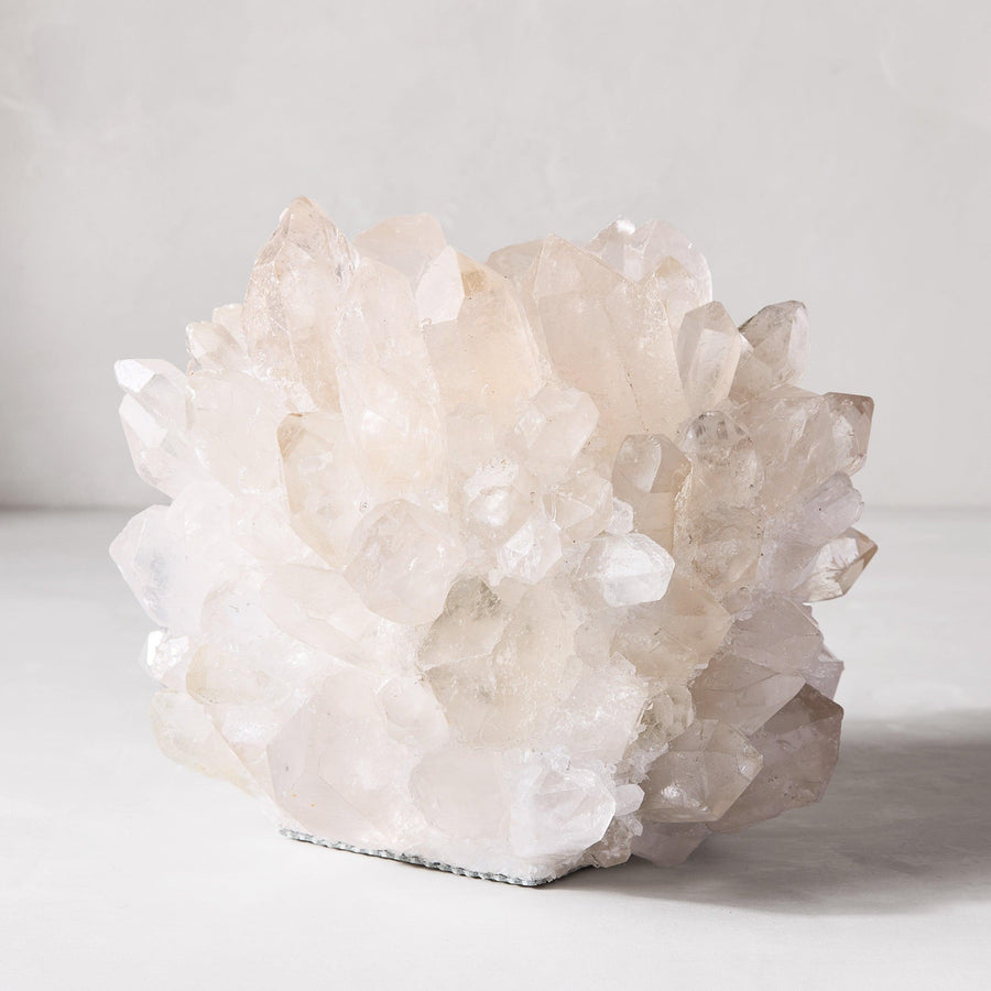 Clear Grande Quartz Votive Candle Holder, 9"Dia x 7"H, made of genuine quartz crystals.