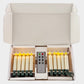 Set of 10 ivory LED clip-on Christmas tree candles with green clips and a remote control in a white storage box.