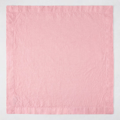 Clover Pink HG Signature hand-dyed 22-inch linen napkin with mitered corners, flat on a white surface.