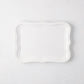 Colette Small Ceramic Serving Platter, white glaze, subtle scalloped edge, 12.6"L X 9"W.