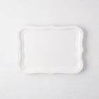 Colette Small Ceramic Serving Platter, white glaze, subtle scalloped edge, 12.6"L X 9"W.