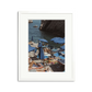 Da Luigi II Framed Wall Art Print: Vintage photo of Amalfi Coast beach club with blue umbrellas and sunbathers.