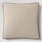 Square 22" flax linen pillow with dark brown velvet gusset and piping.