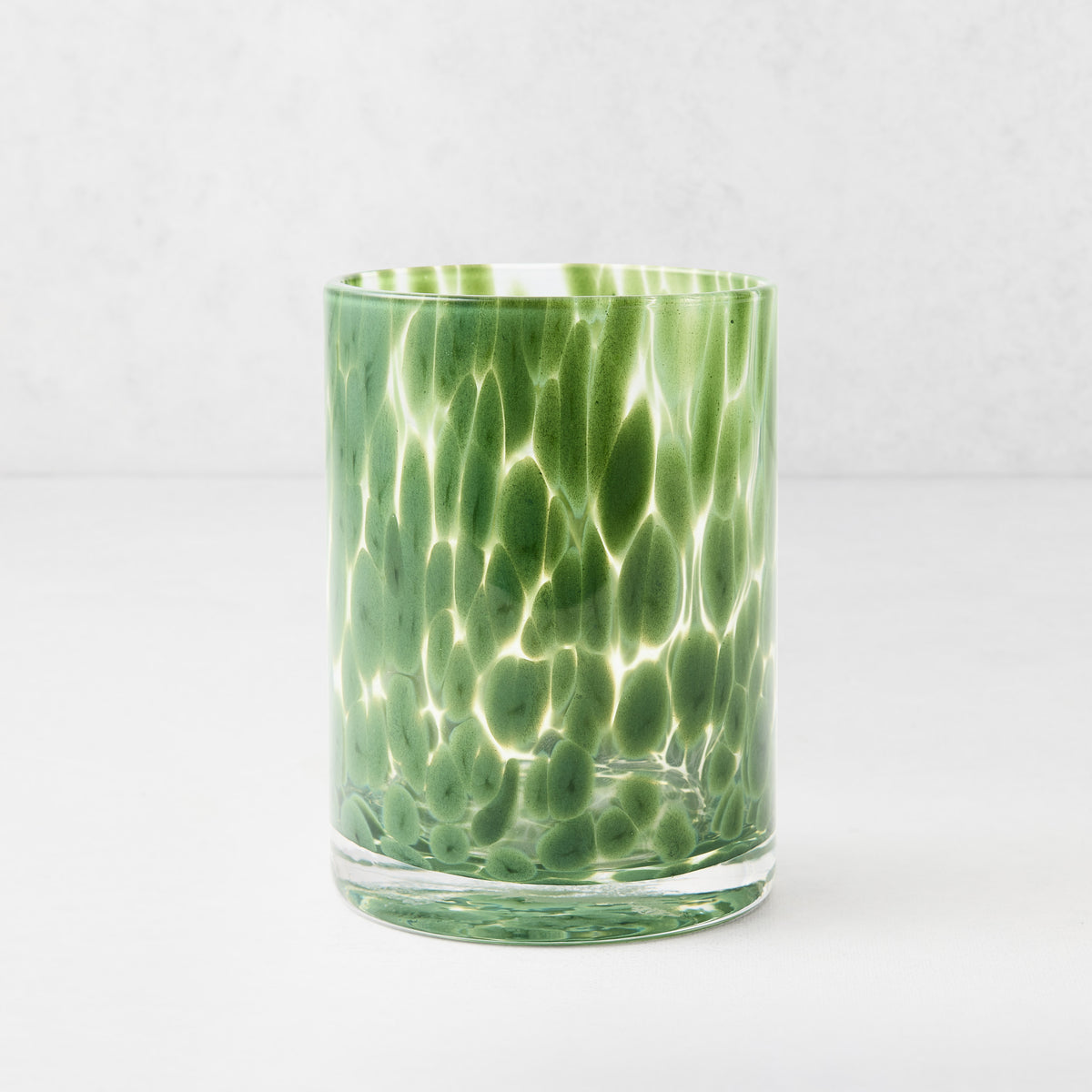 Dark Green Spotted Double Old Fashioned Glass