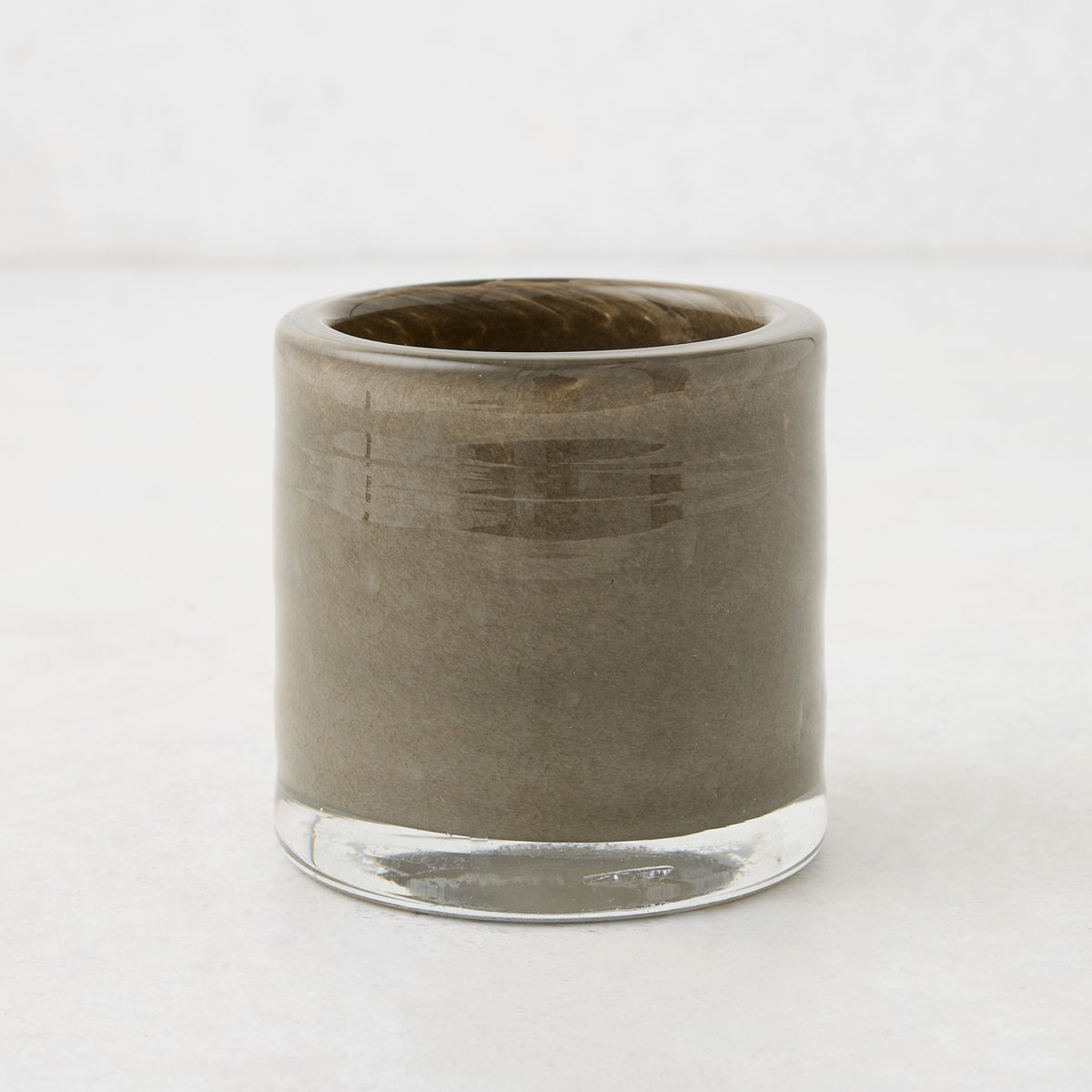 Dark Taupe Glass Votive Candle Holder