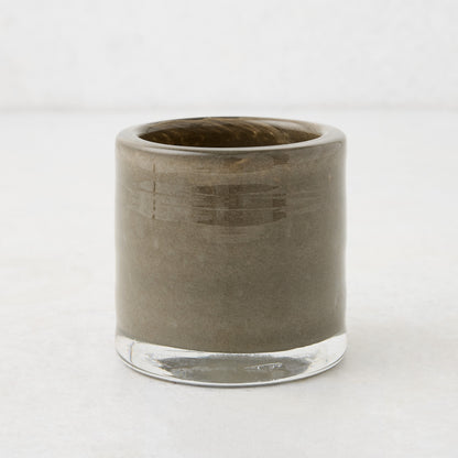 Dark Taupe Glass Votive Candle Holder