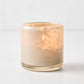 Small mouth-blown dark taupe glass votive candle holder with a textured finish, 2.75 inches tall.