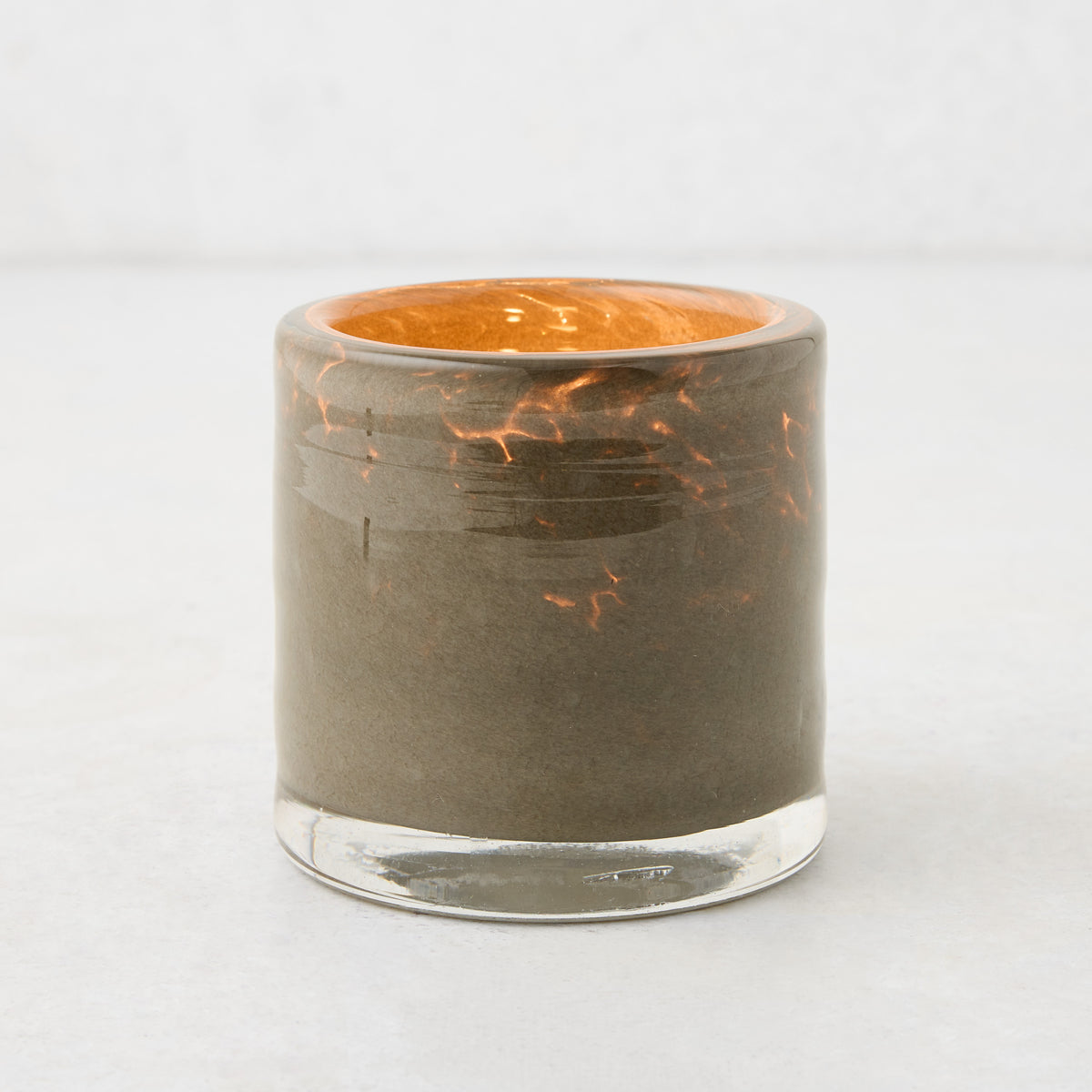 Dark Taupe Glass Votive Candle Holder
