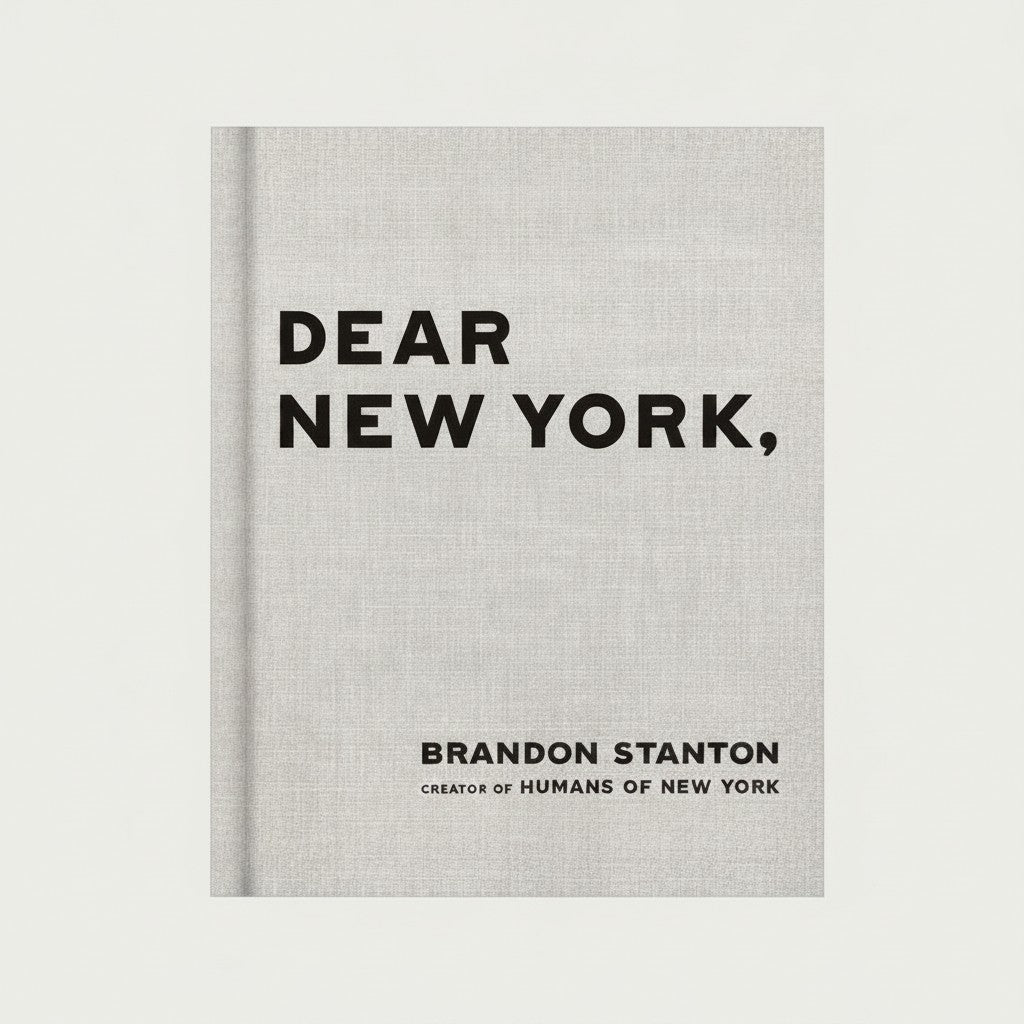 Hudson Grace Dear New York hardcover book with a light grey linen-textured cover and bold black typography.