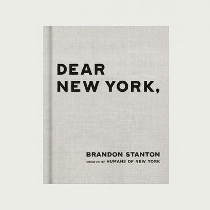 Hudson Grace Dear New York hardcover book with a light grey linen-textured cover and bold black typography.