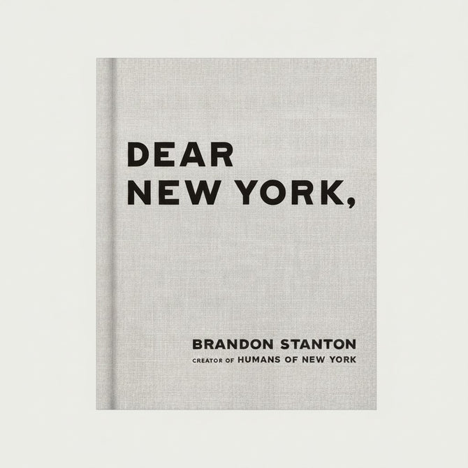 Hudson Grace Dear New York hardcover book with a light grey linen-textured cover and bold black typography.