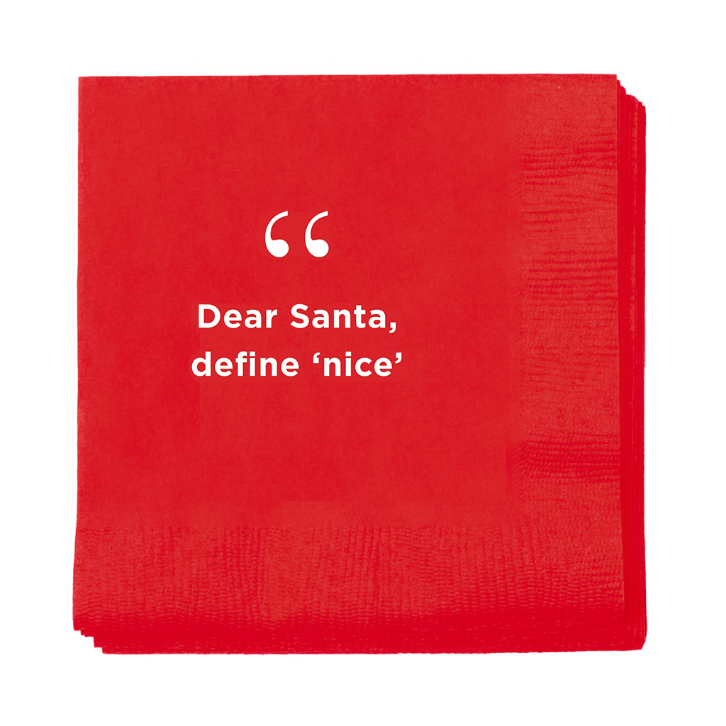 "Dear Santa, Define Nice" Christmas Cocktail Napkins, Set of 50