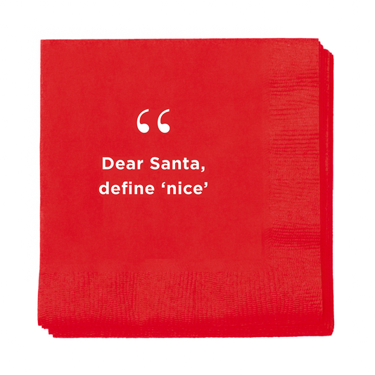 "Dear Santa, Define Nice" Christmas Cocktail Napkins, Set of 50