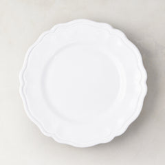 Deruta White Painted Ceramic Salad Plate, 8.3"Dia, with subtle scallop detail.