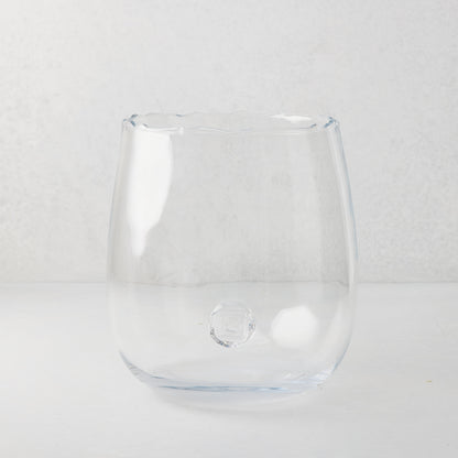 Clear, large Diana Scissor-Cut Vase with a rounded base and subtle scissor-cut edge.