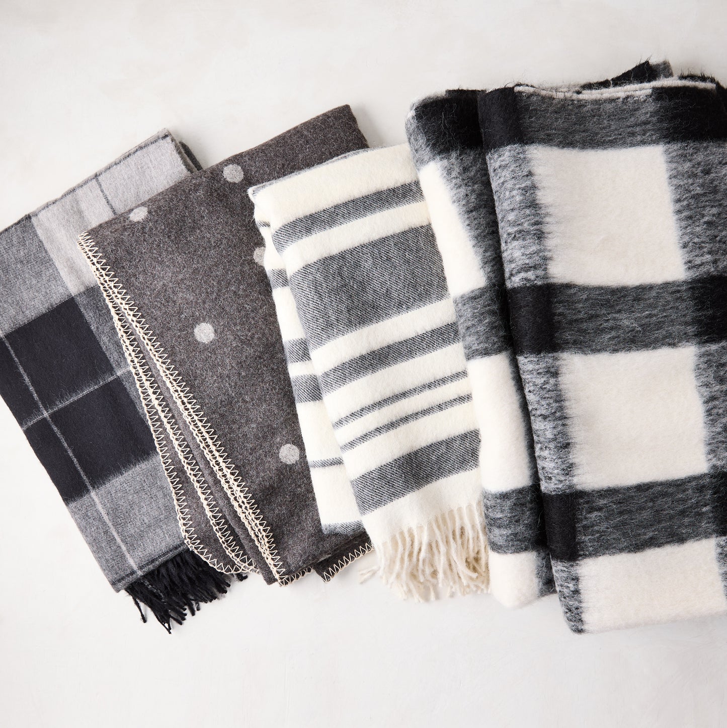 Diane Keaton + Hudson Grace black and white striped baby alpaca throw blanket.