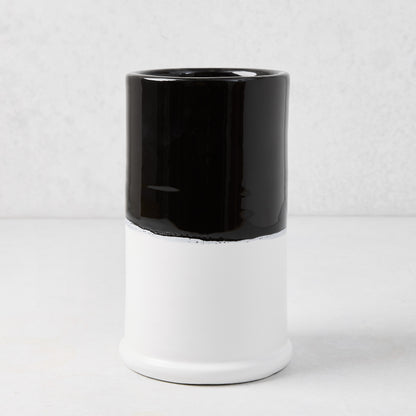 Diane Keaton + Hudson Grace black and white dipped ceramic wine chiller.