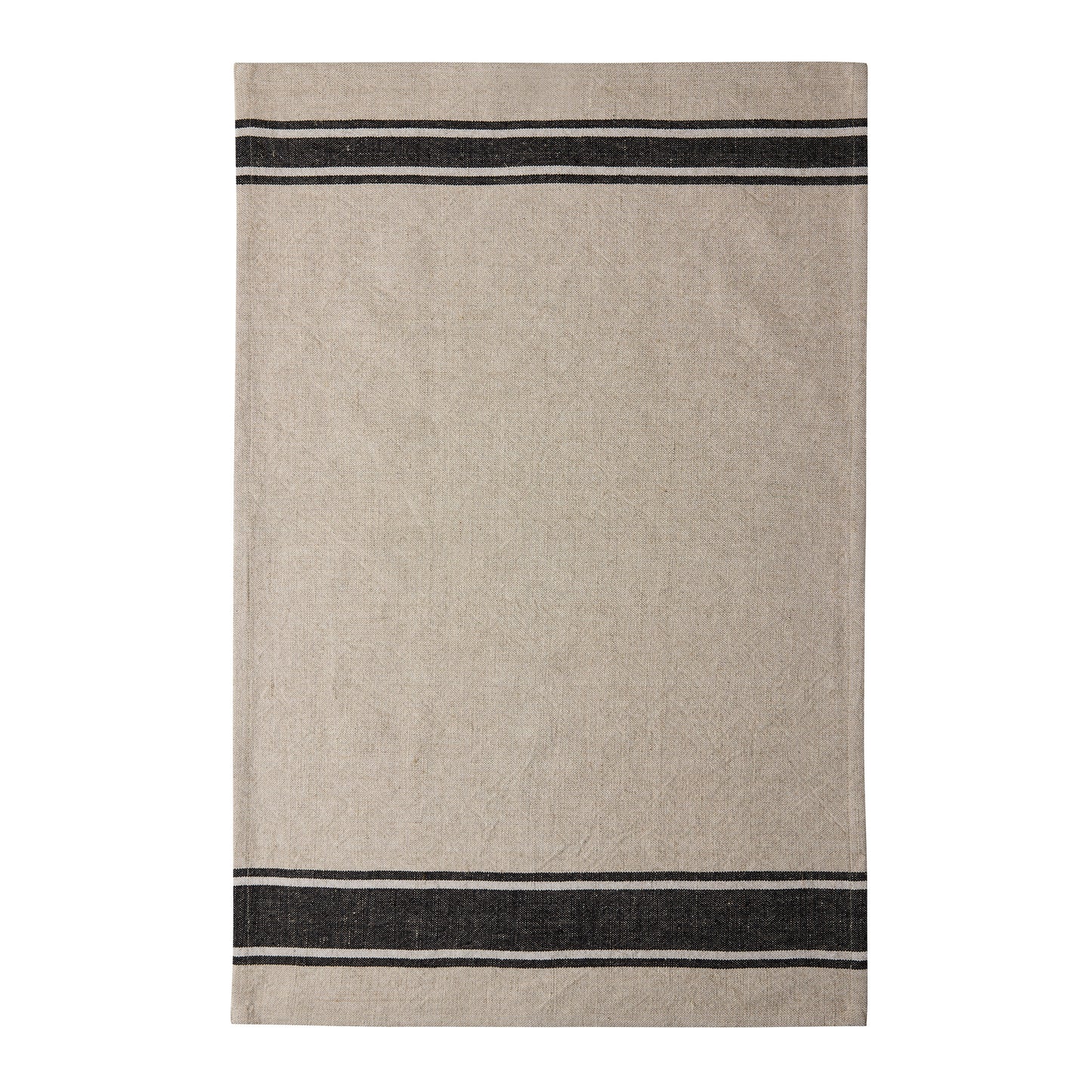 Diane Keaton + Hudson Grace black striped khaki cotton-linen hand towel.