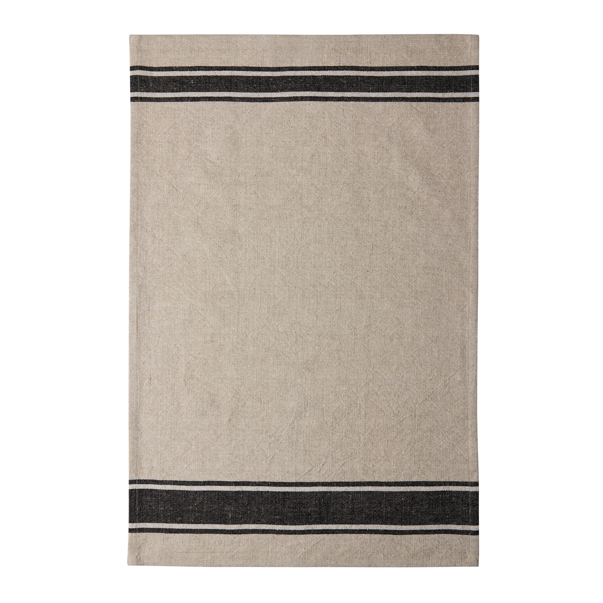 Diane Keaton + Hudson Grace black striped khaki cotton-linen hand towel.