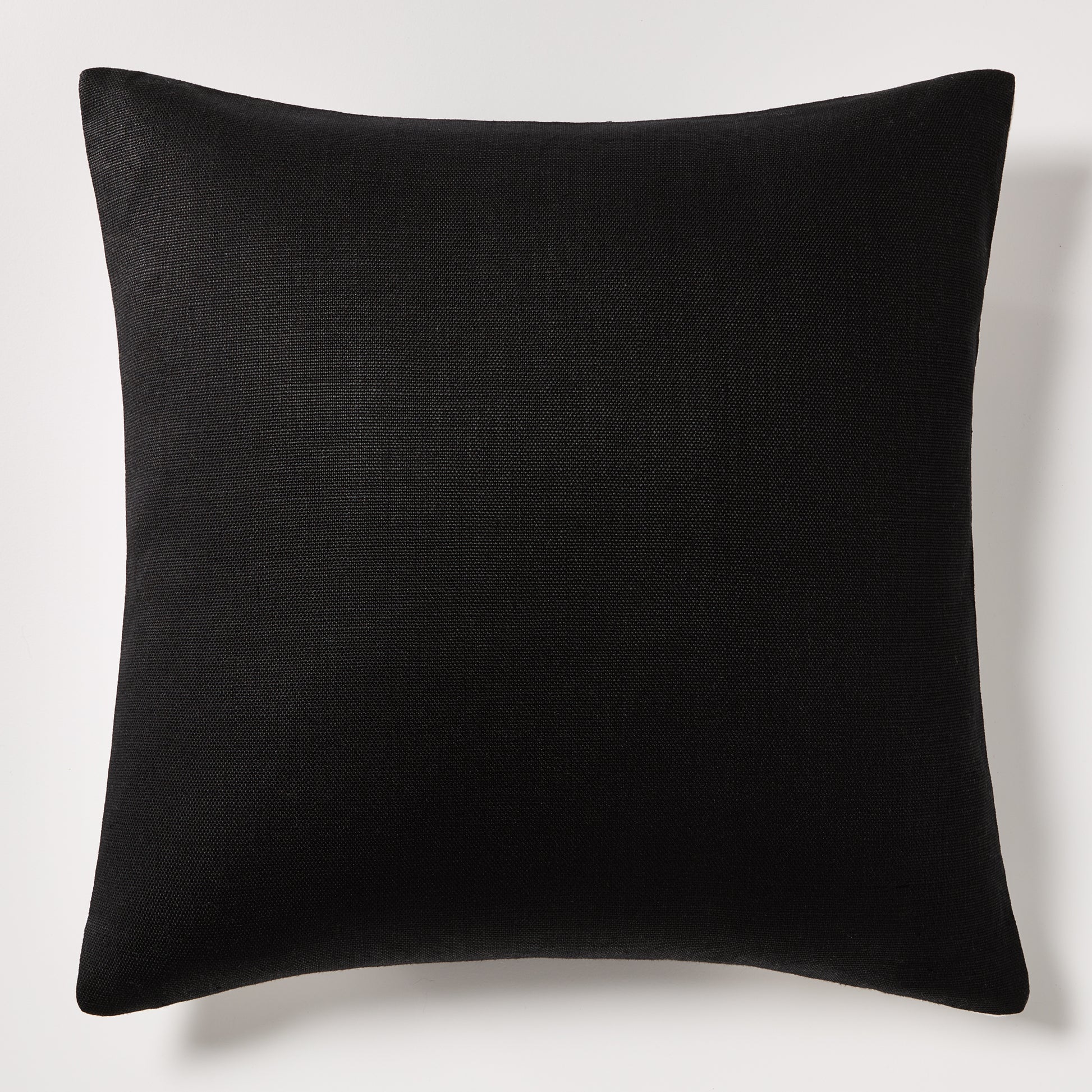 Diane Keaton + Hudson Grace black Belgian linen pillow with wide stripe.