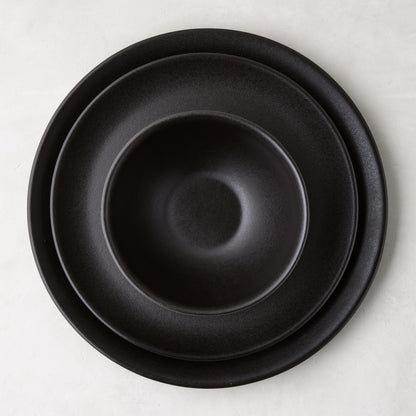 Diane Keaton + Hudson Grace Chalkboard matte black stoneware dinner plate, salad plate, and bowl set.