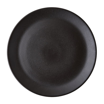 Diane Keaton + Hudson Grace Chalkboard Stoneware Dinner Plate, matte black graphite, round.
