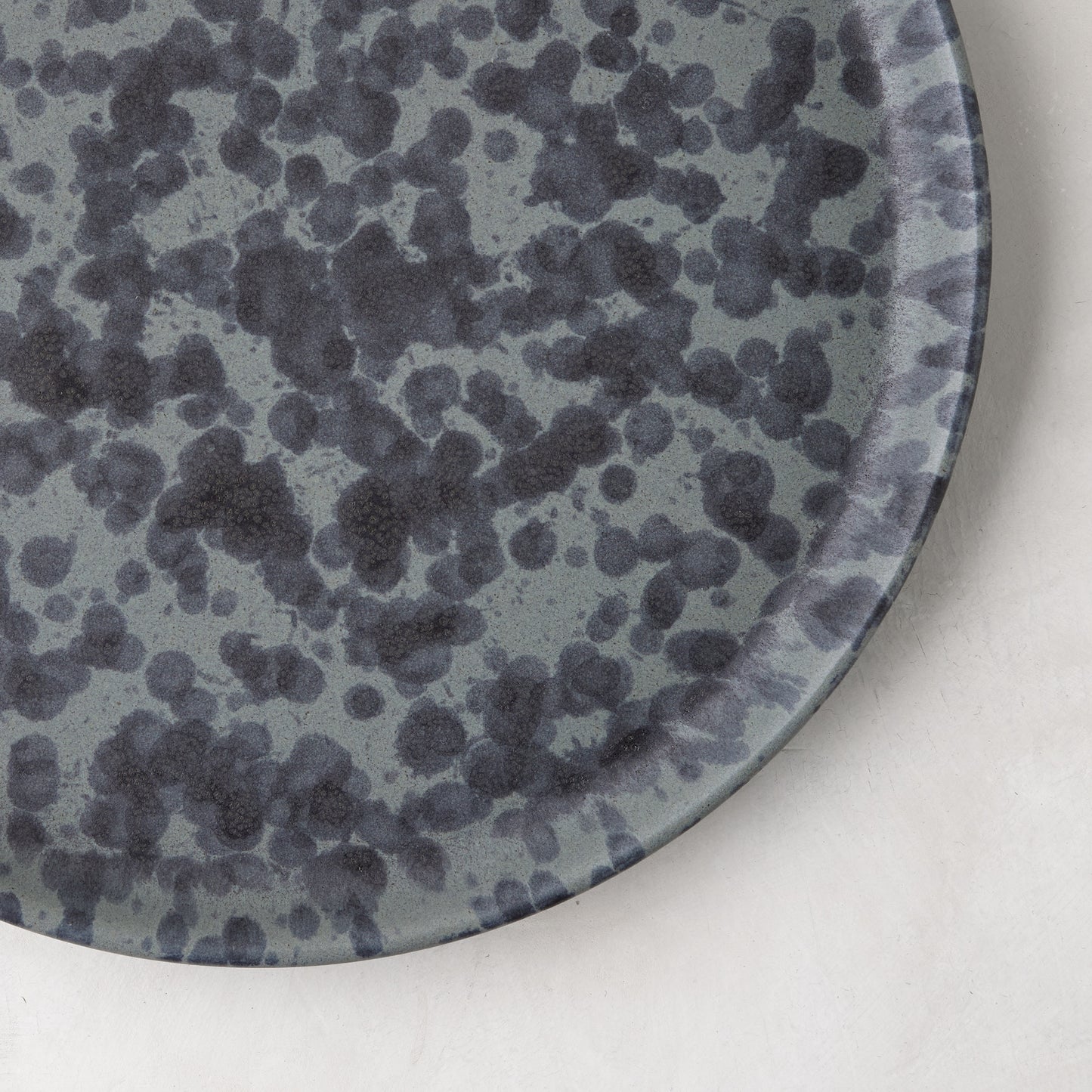 Diane Keaton + Hudson Grace Composition Splatter Stoneware Dinner Plate, black and grey pattern.