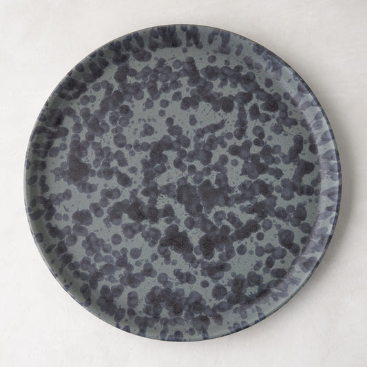 Diane Keaton + Hudson Grace Composition Splatter Stoneware Dinner Plate, black and grey pattern.