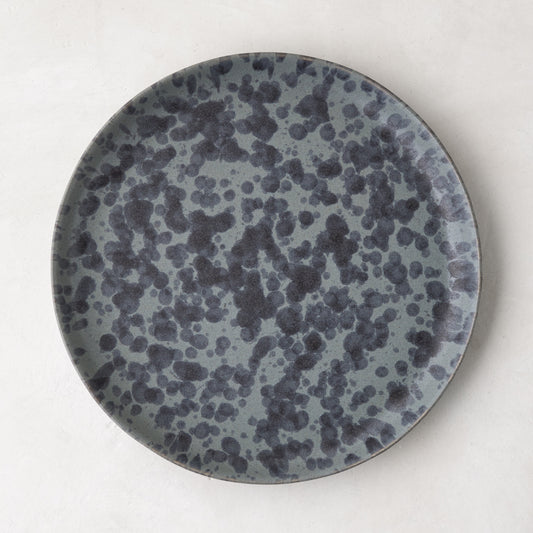 Diane Keaton + Hudson Grace Composition Splatter Stoneware Salad Plate, black and grey splatter pattern.