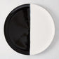 Diane Keaton + Hudson Grace Domino Half-Dipped Round Serving Platter, black and white ceramic.