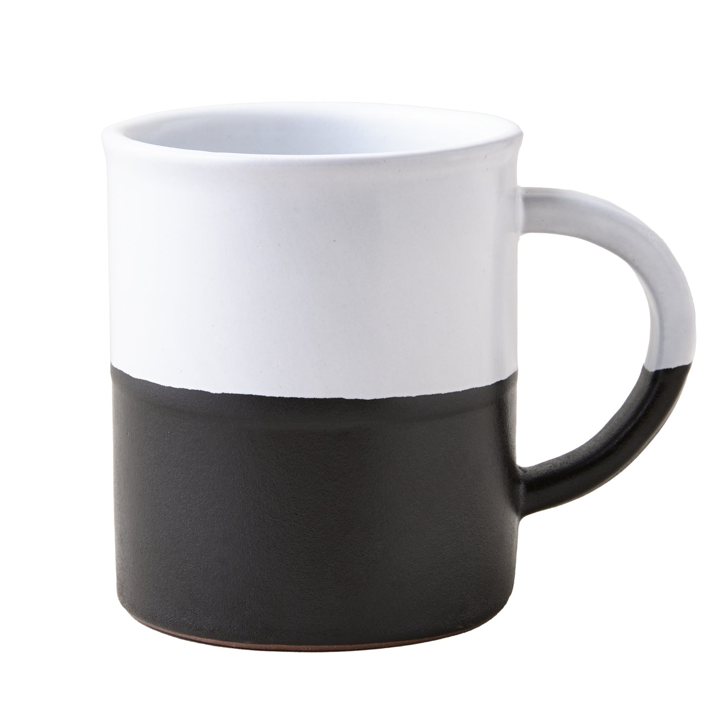 Diane Keaton + Hudson Grace Domino half-dipped stoneware mug, black and white.